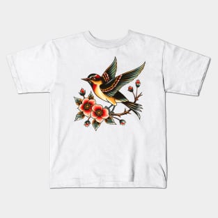 Vintage Flash Tattoo Sparrow Bird Kids T-Shirt